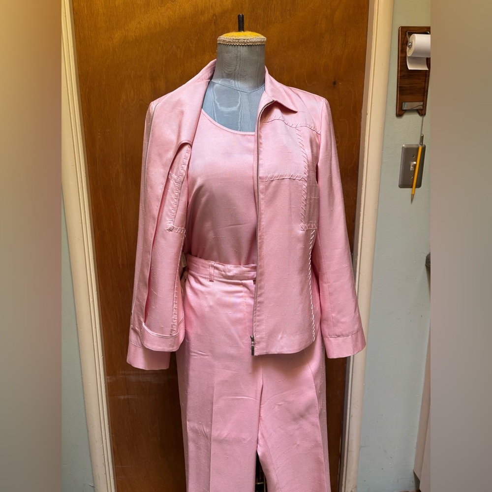 Vintage 70’s Silk Pant Suit Blue Ice Pink